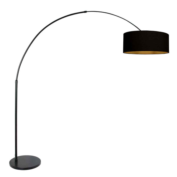 Sparkled Light 3965ZW floor lamp / arc lamp, including a black lampshade with a gold interior.