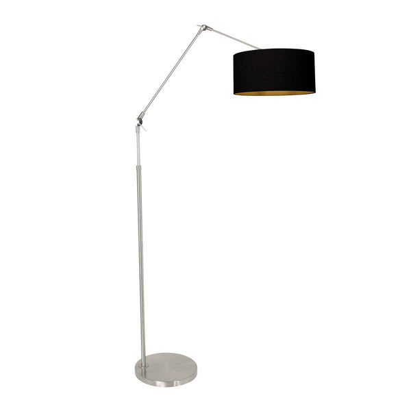 Prestige Chic 3975ST steel-colored floor lamp with black linen lampshade