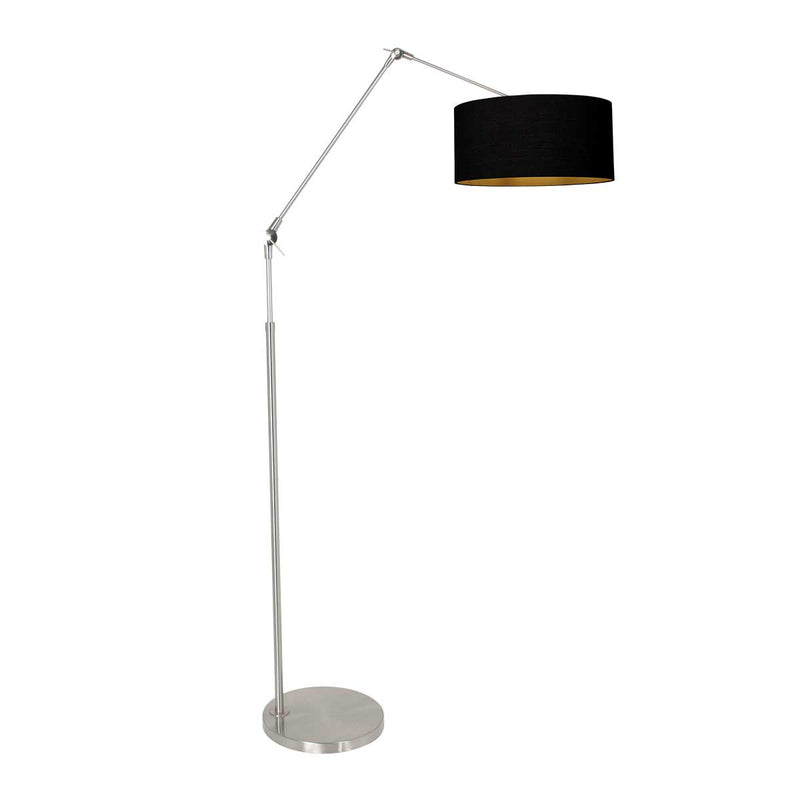 Prestige Chic 3975ST steel-colored floor lamp with black linen lampshade