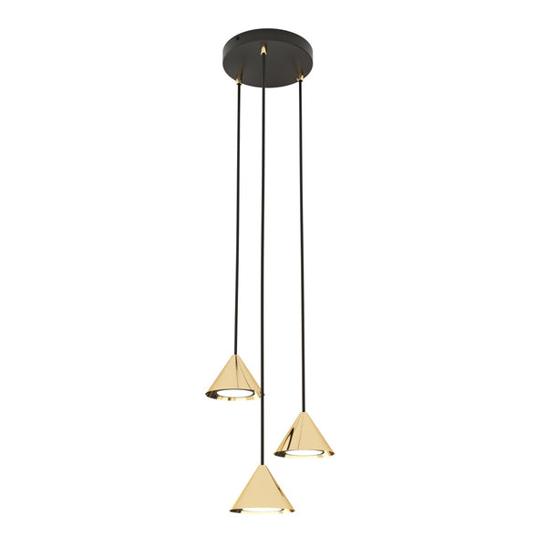 Elit 3-light gold pendant light