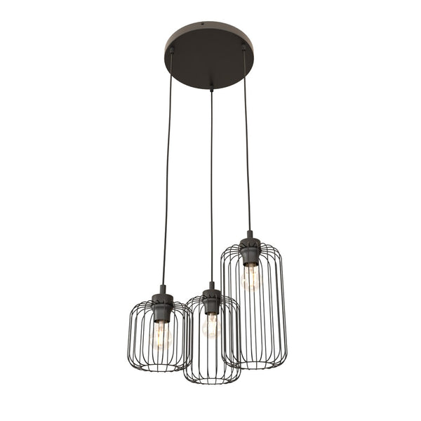 Vander 3-light pendant, black, Premium