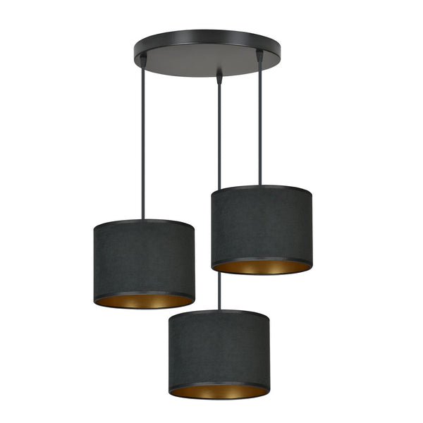 Hilde 3-light pendant, black, Premium