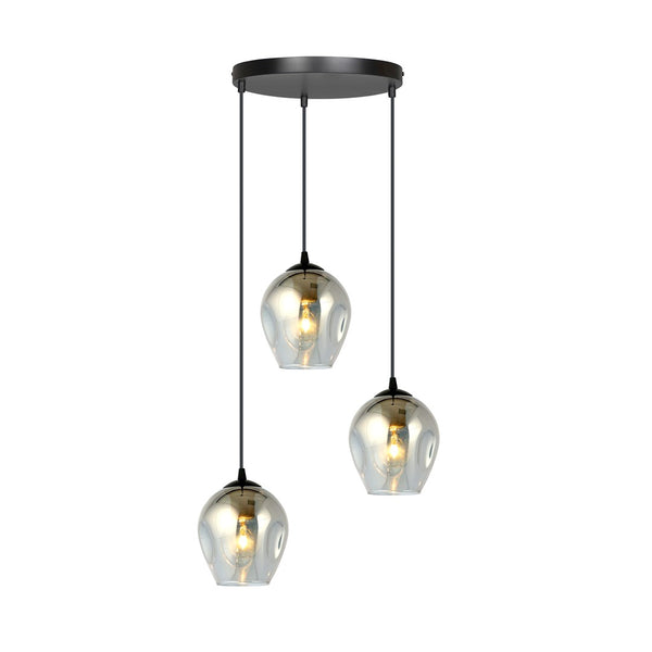 Istar 3-light pendant, black, graphite glass, Premium