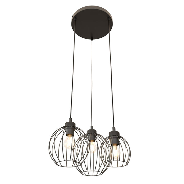 Nando 3-light pendant, black, Premium