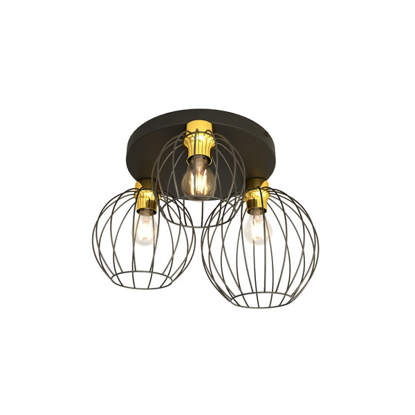 Premium Nest 3-light pendant, black and gold