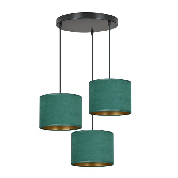 Hilde 3-light pendant lamp, black and green, Premium