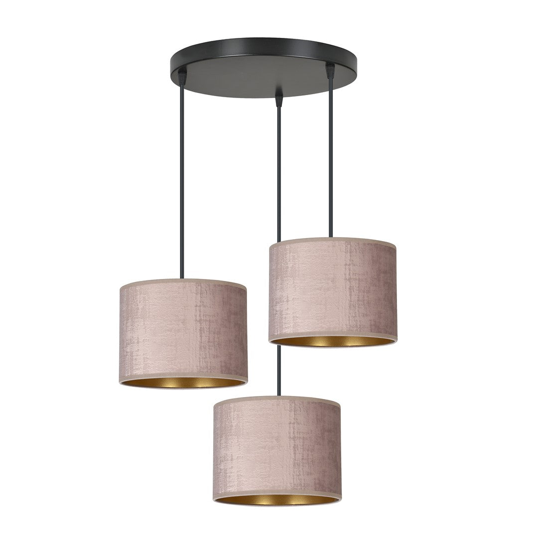 Hilde 3-light pendant lamp pink