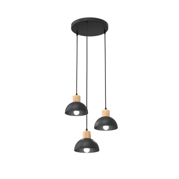 Seco 3-light pendant, black, Premium