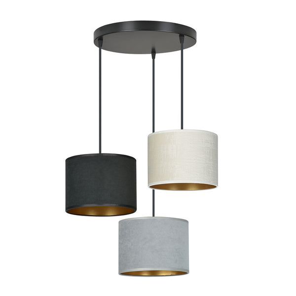 Hilde 3-light pendant, black, mix, Premium