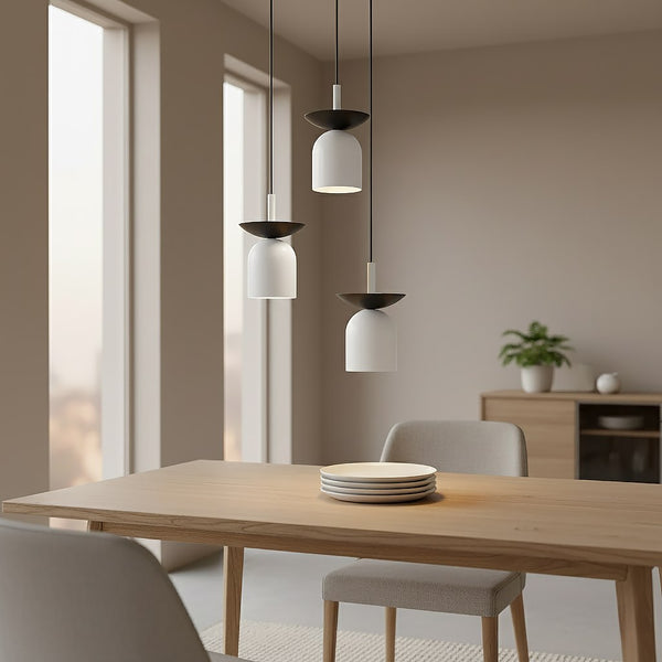 Ego 3-light pendant, black and white, Premium