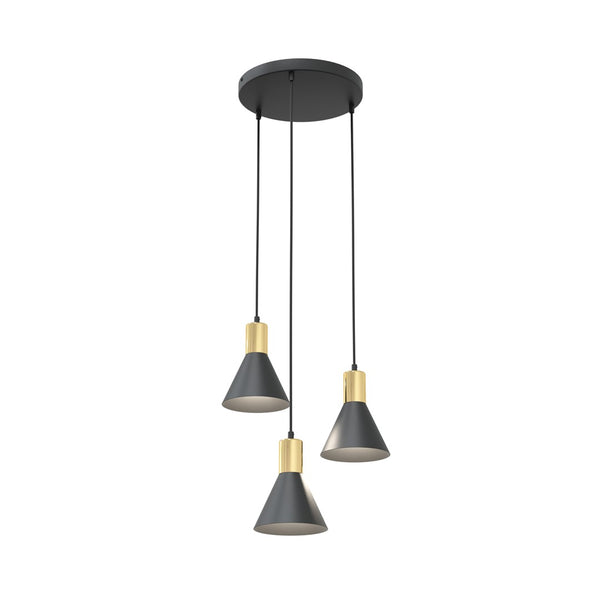 Rosa 3-light pendant, black, Premium