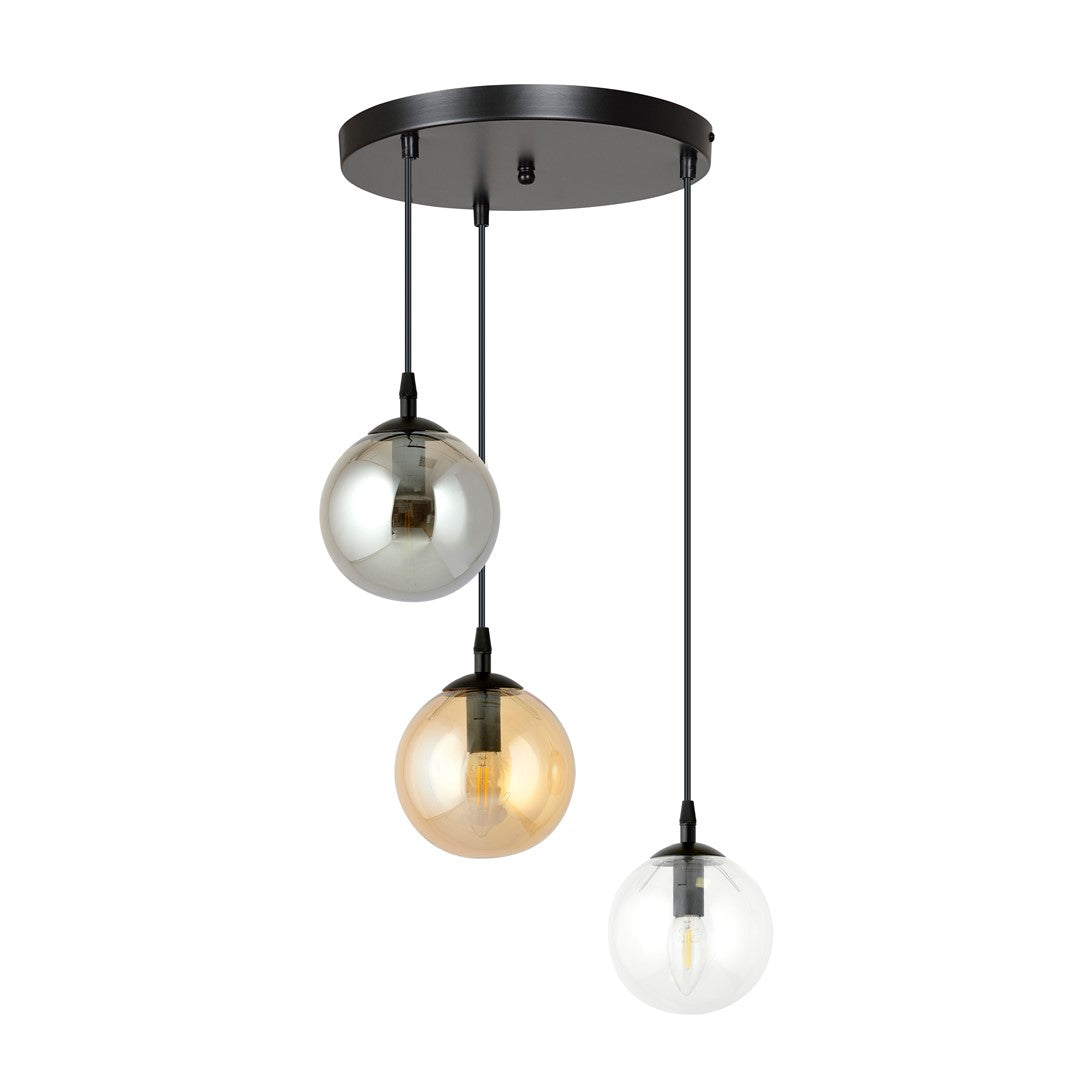 Cosmo 3-light pendant, black, Premium, mix