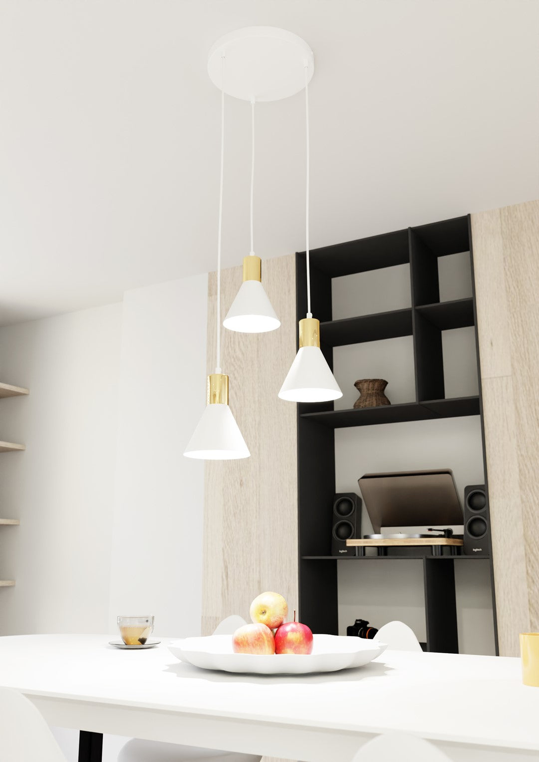 Rosa 3-light pendant lamp, white, Premium