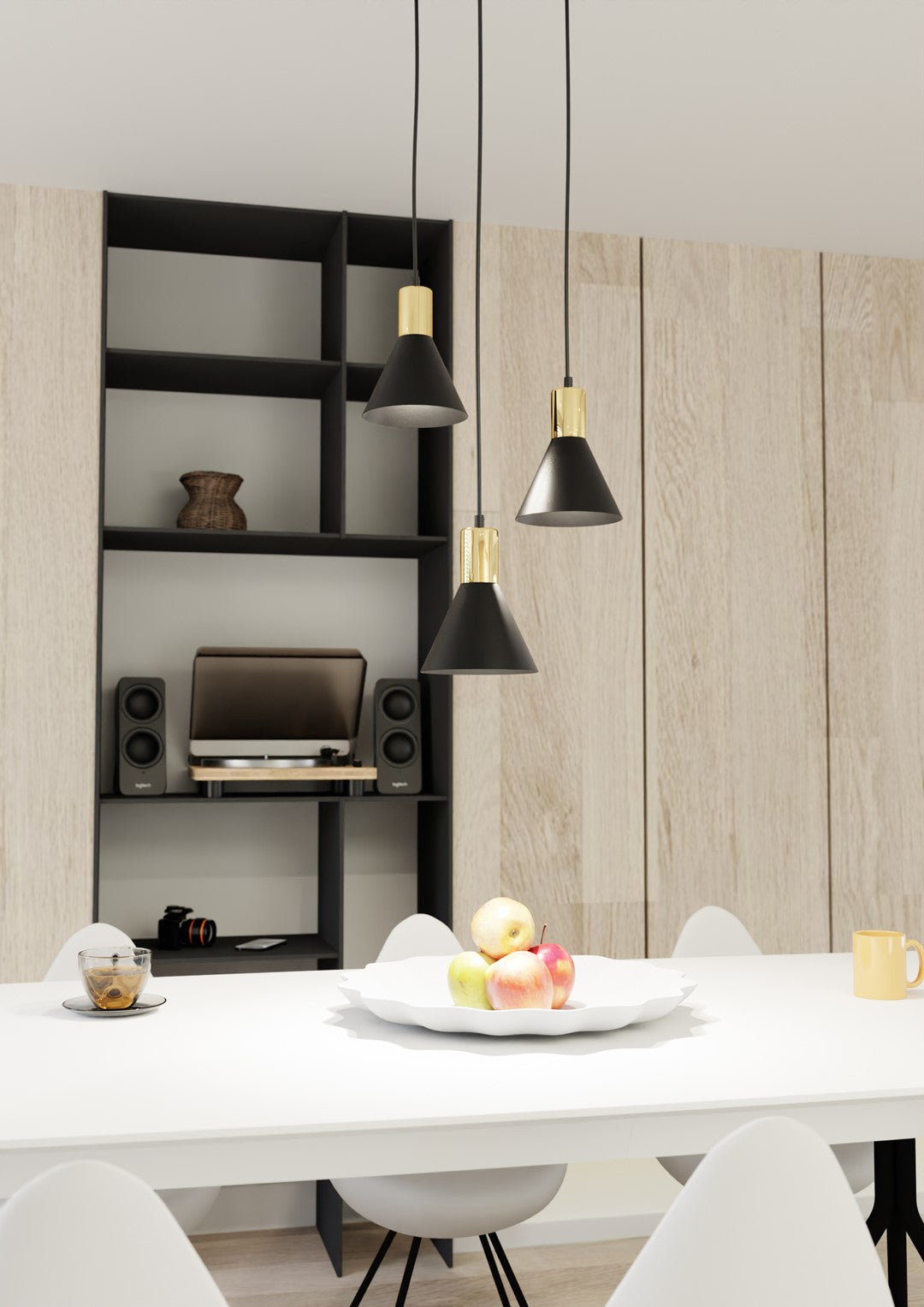 Rosa 3-light pendant, black, Premium