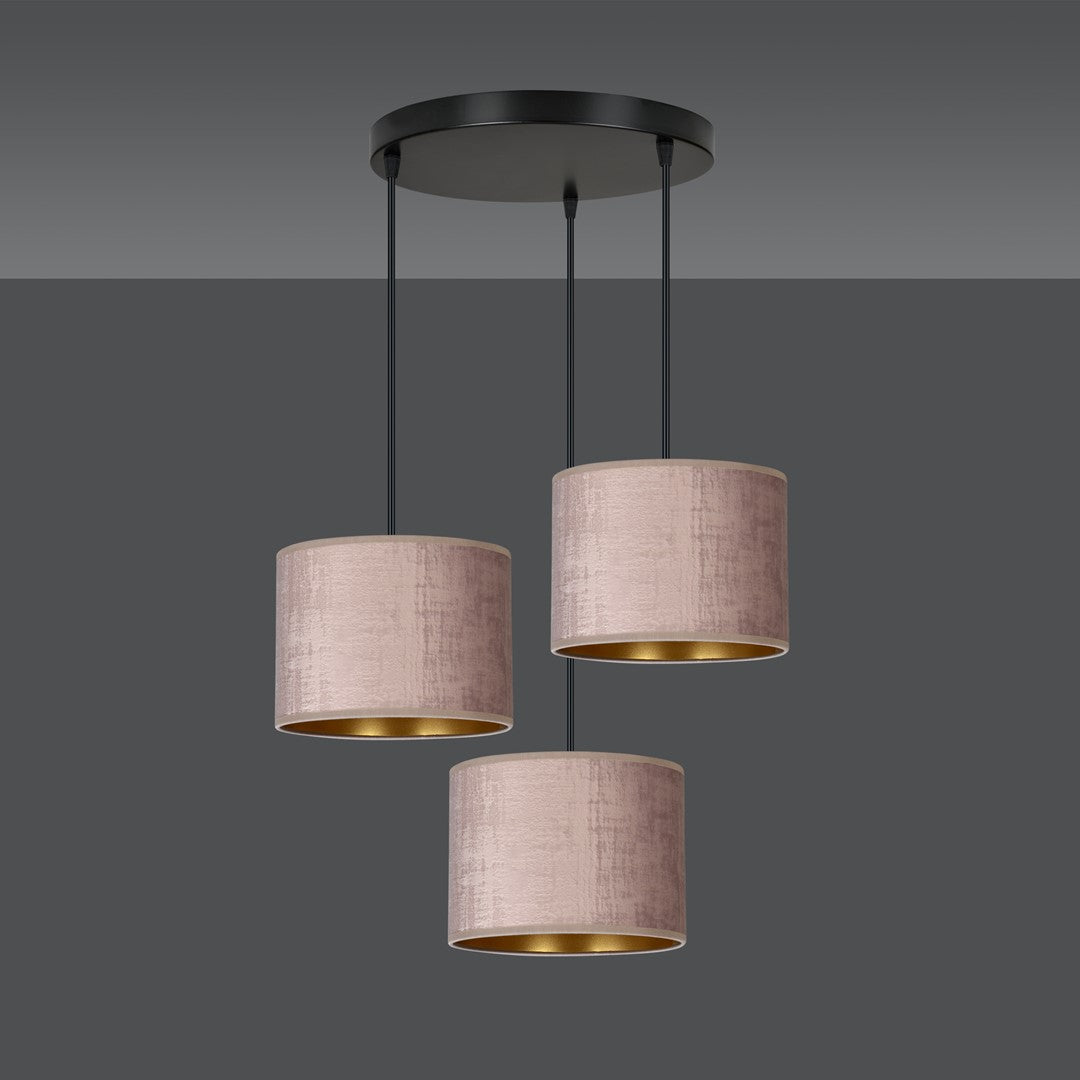Hilde 3-light pendant lamp pink