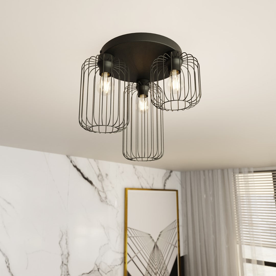 Barn 3-light ceiling light, black, Premium