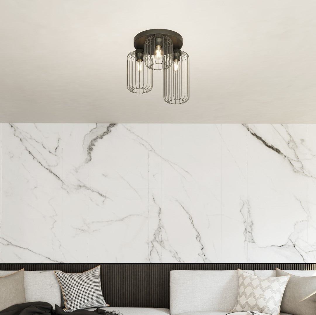 Barn 3-light ceiling light, black, Premium