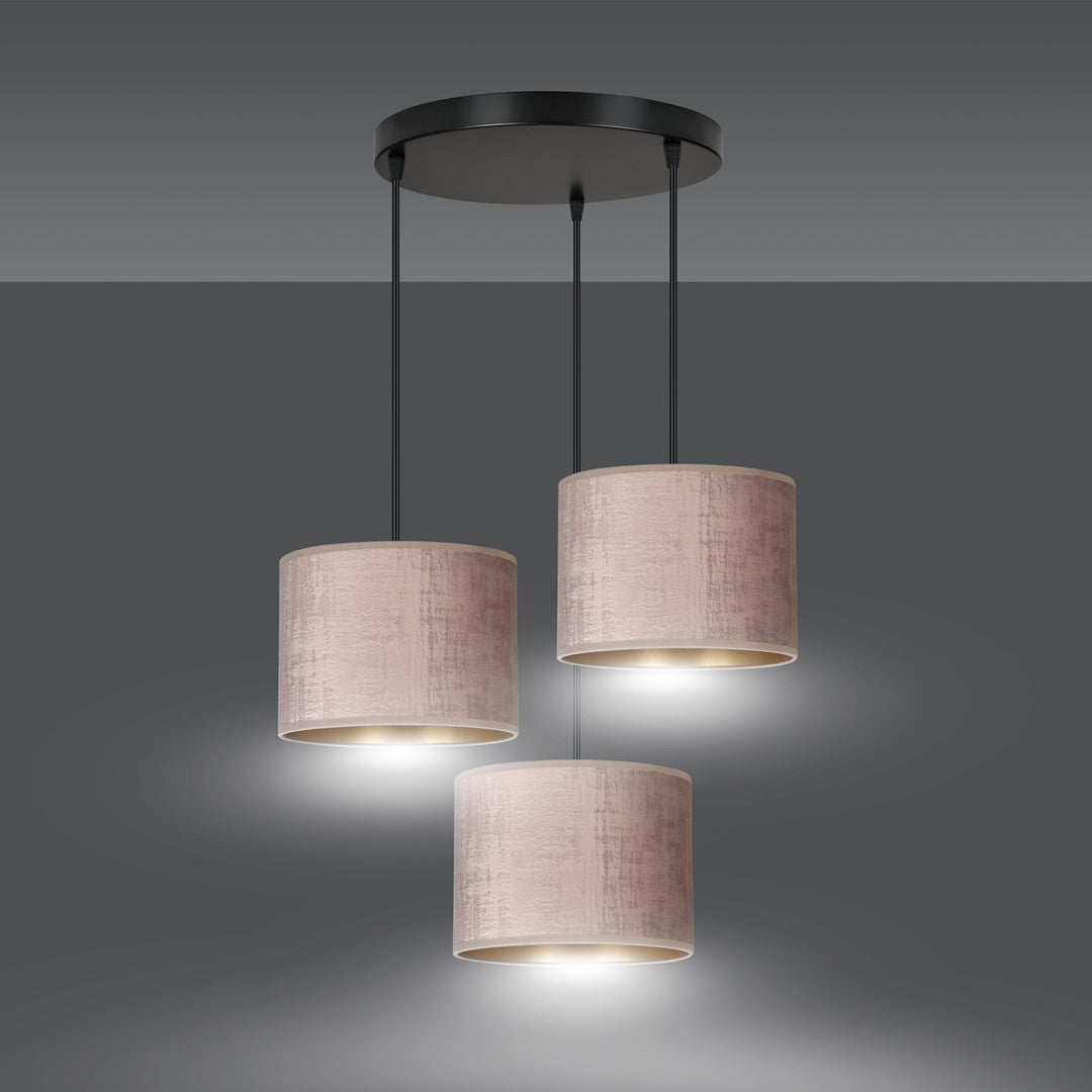 Hilde 3-light pendant lamp pink