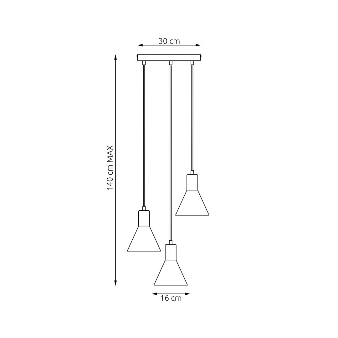 Rosa 3-light pendant, black, Premium