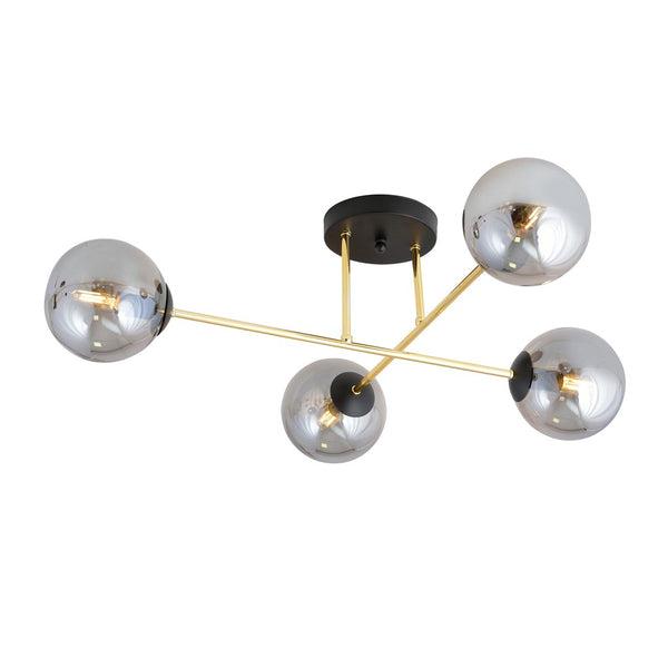 Magnum 4-light ceiling light, black, graphite glass
