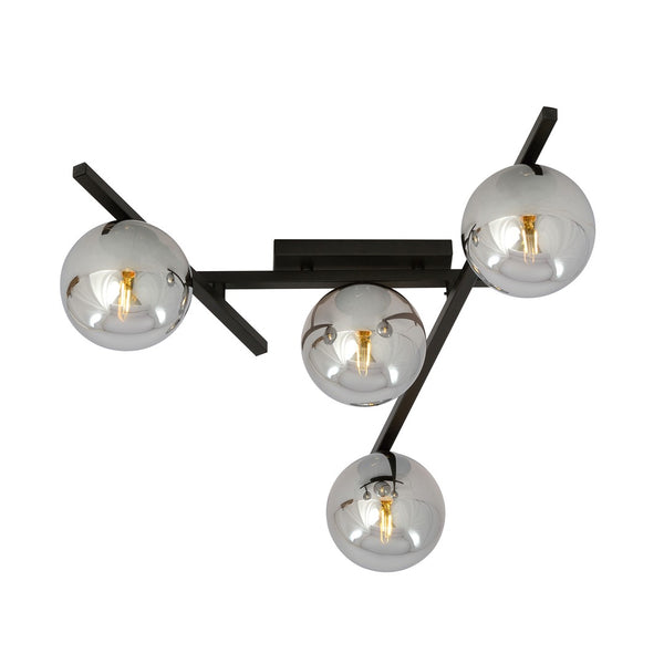 Smart 4-light ceiling light, black, graphite glass