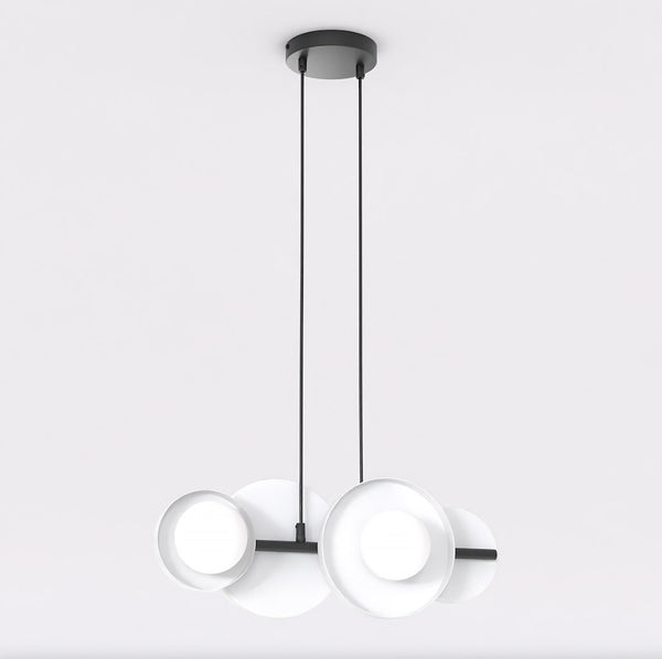 4-light black and white chandelier