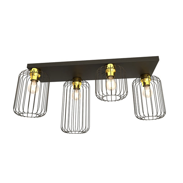 Barn 4-light flush mount black and gold