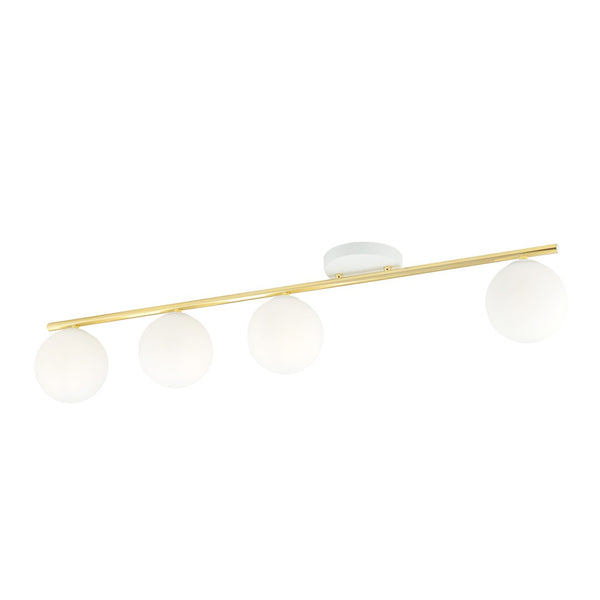 Monza 4-light ceiling light, white, opal glass