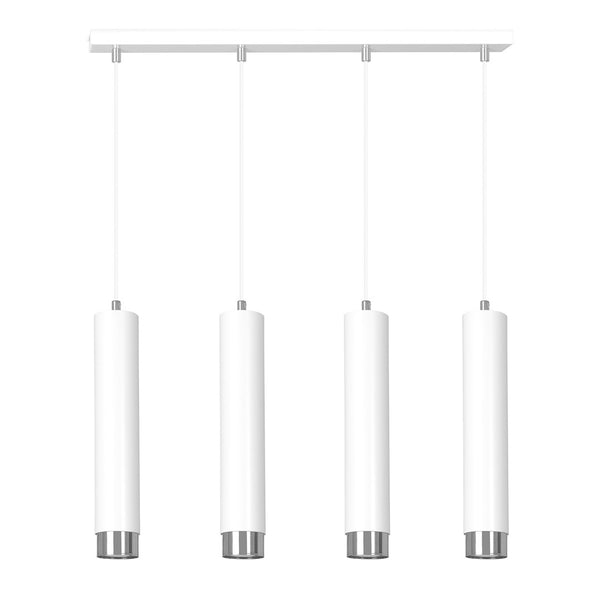 Kibo 4-light pendant lamp in white and chrome