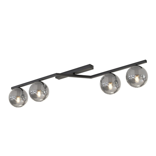 Naton 4-light ceiling light in black and graphite