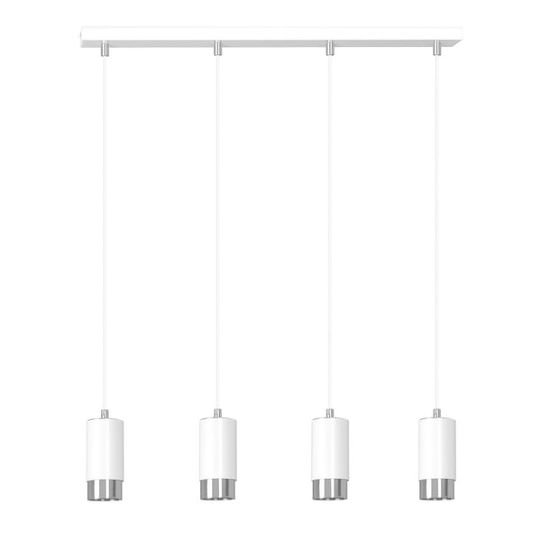 Fumiko 4-light pendant lamp in white and chrome