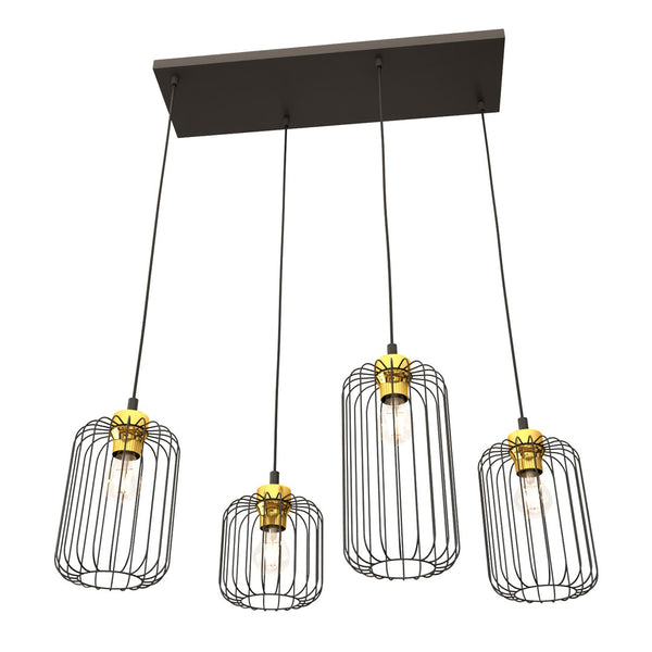 Vander 4-light pendant light black and gold