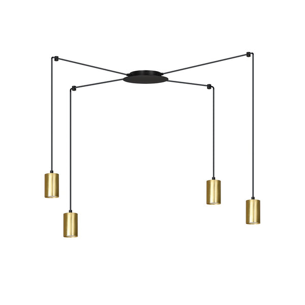 Traker 4-light black and gold pendant light