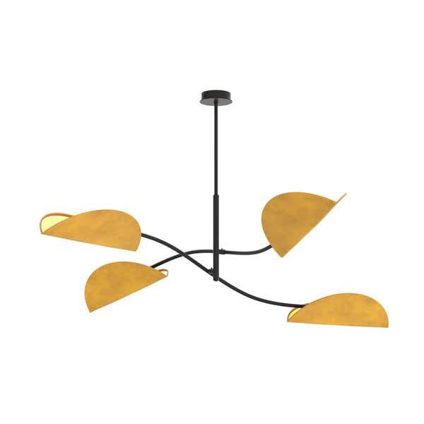 Lotus 4-light ceiling light black, mustard