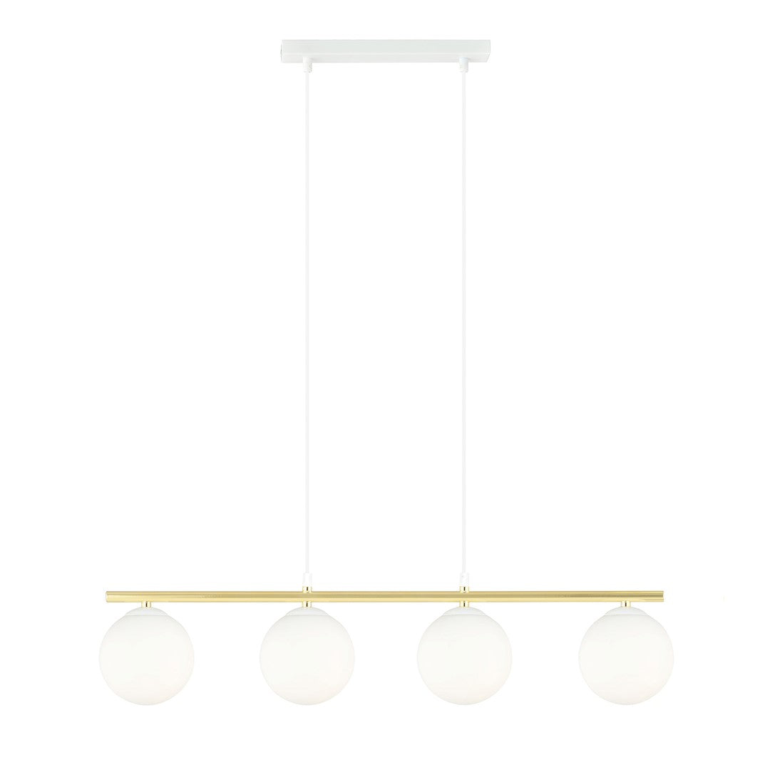 Allora 4-light pendant, white, opal glass
