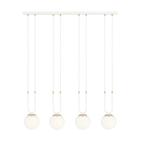Glam 4-light pendant, white, opal glass