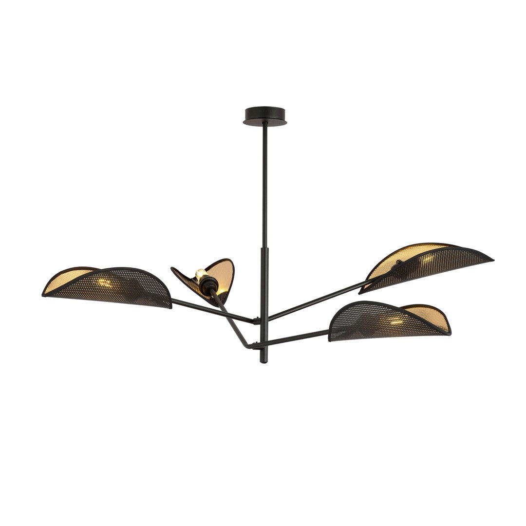 Vene 4-light black and gold ceiling light