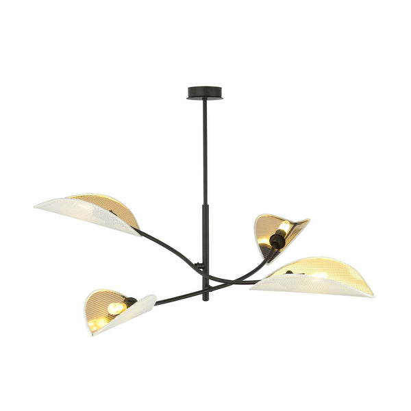 Lotus 4-light ceiling light, white and gold
