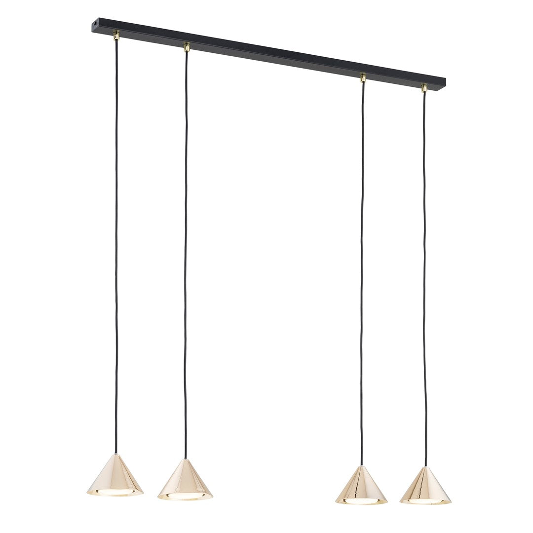 Elit 4-light pendant lamp, black and gold