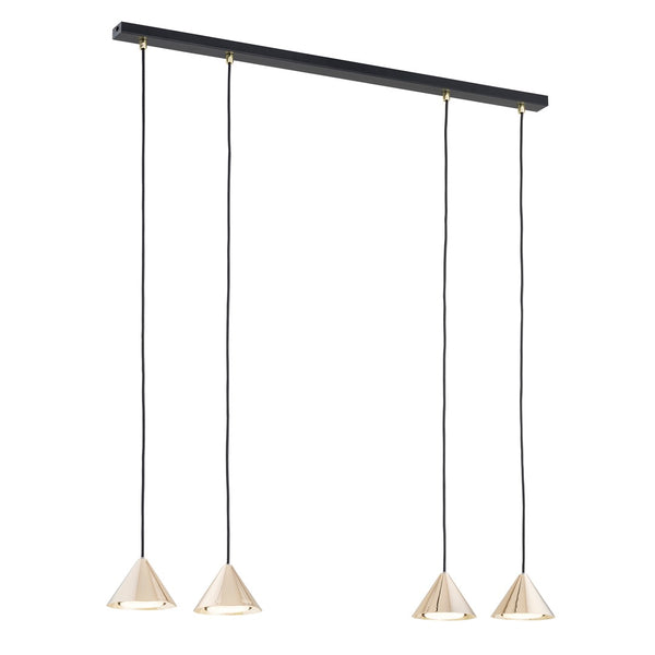 Elit 4-light pendant lamp, black and gold