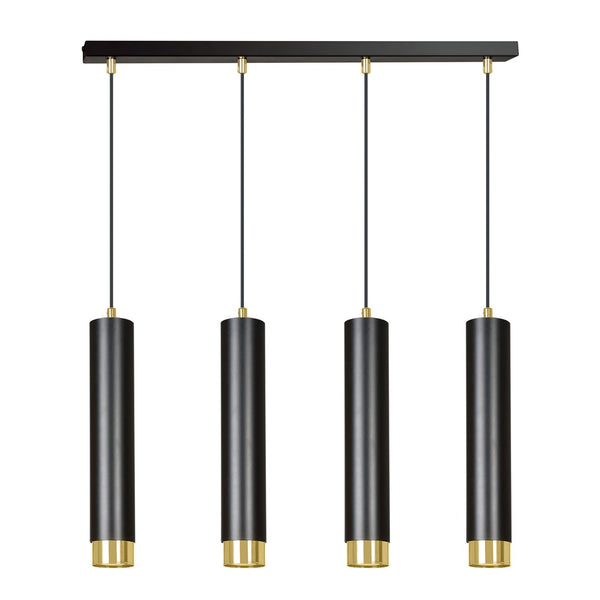 Kibo 4-light pendant lamp, black and gold