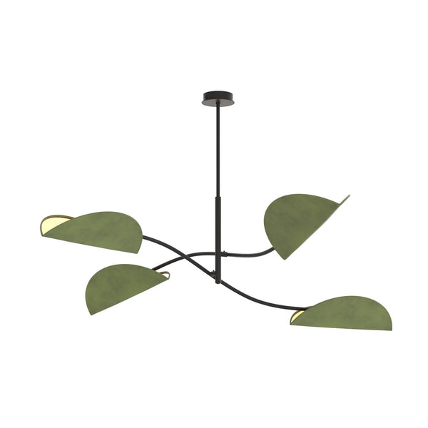 Lotus 4-light ceiling light, black and green