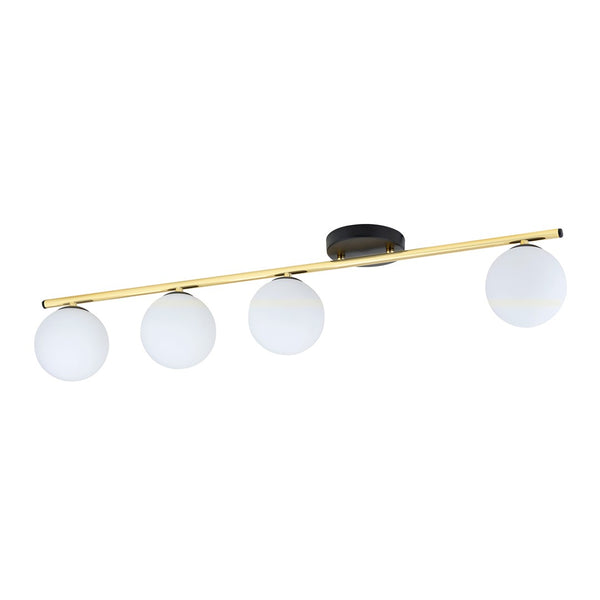 Monza 4-light ceiling light black, opal glass