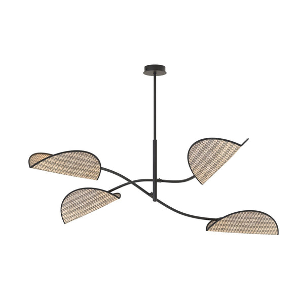 Lotus 4-light ceiling light, black, natural