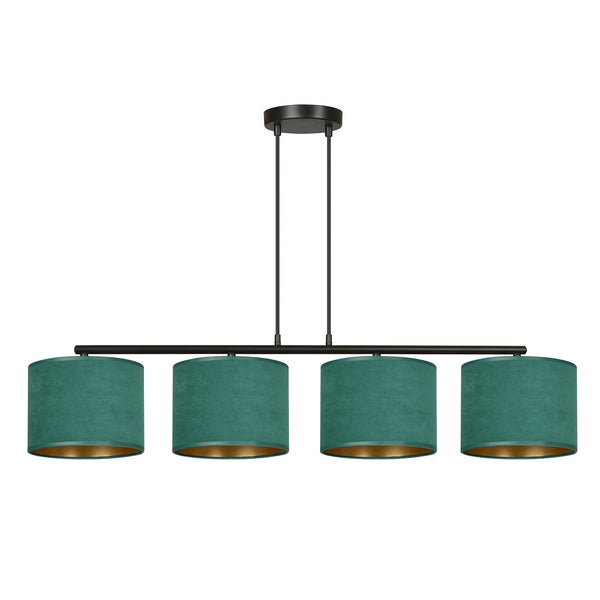 Hilde 4-light black and green pendant light