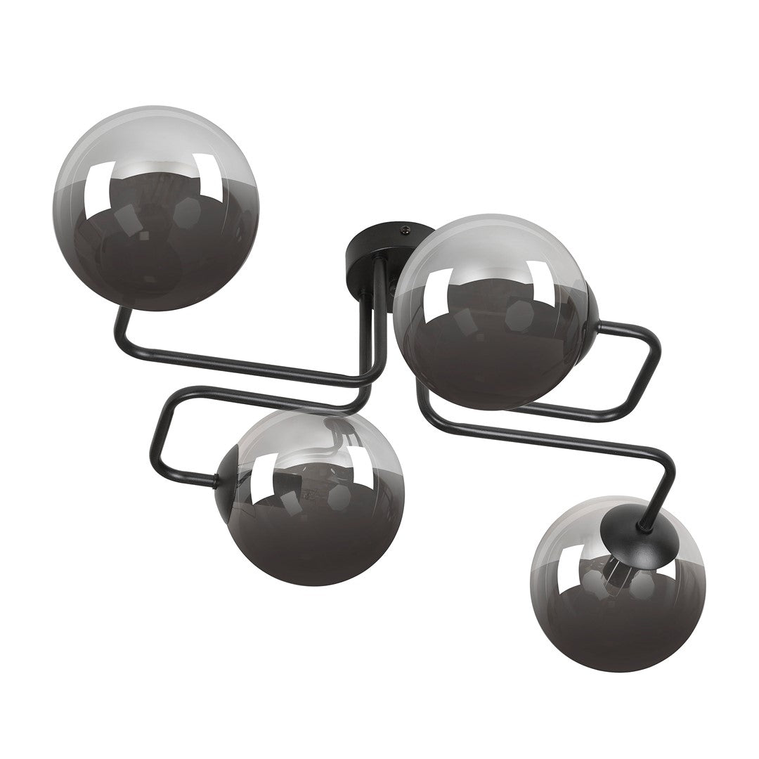 Brendi 4-light ceiling light black, graphite glass