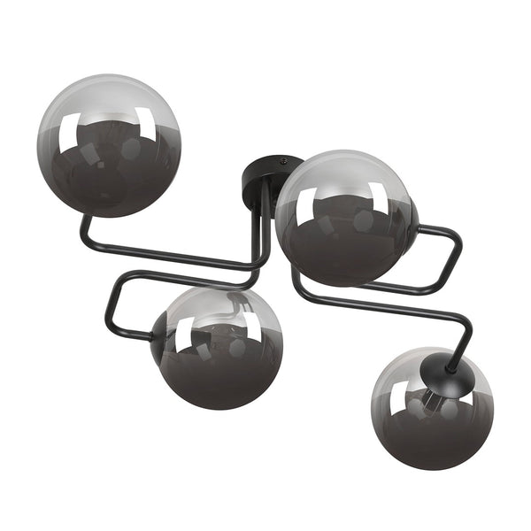 Brendi 4-light ceiling light black, graphite glass