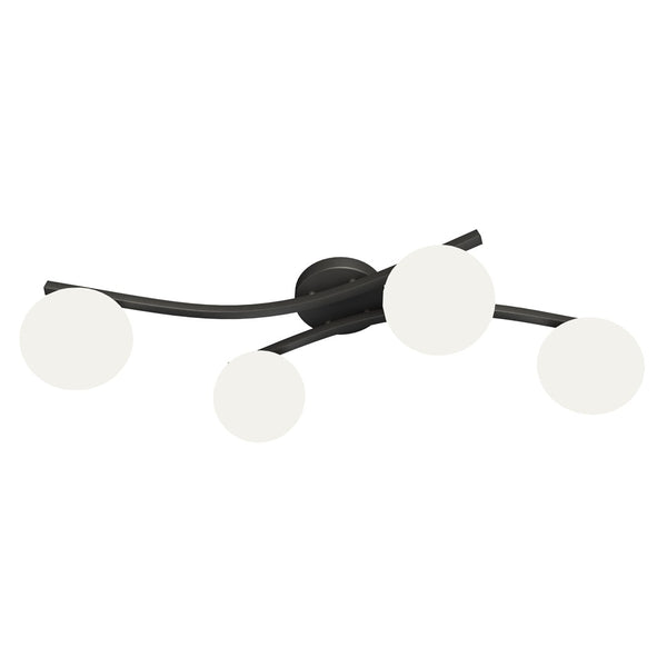 Opus 4-light ceiling light, black, opal glass