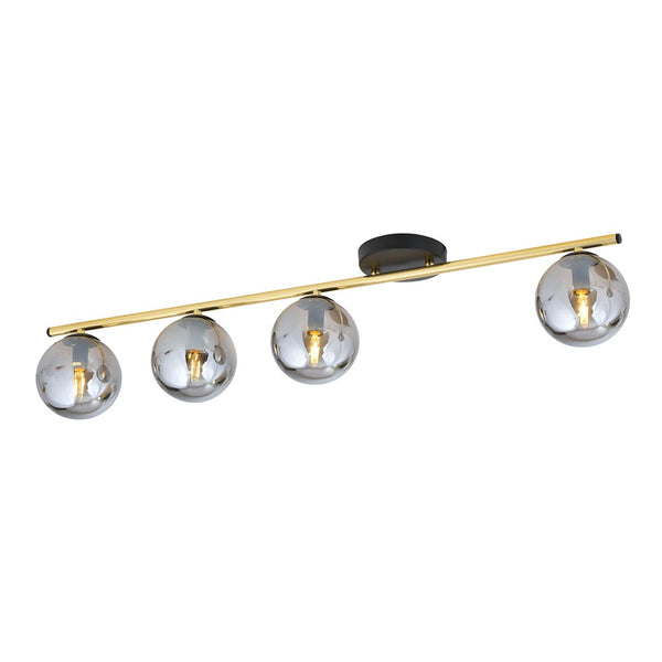 Monza 4-light ceiling light black, graphite glass