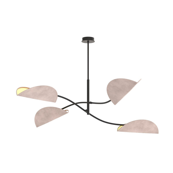 Lotus 4-light ceiling light, black and grey